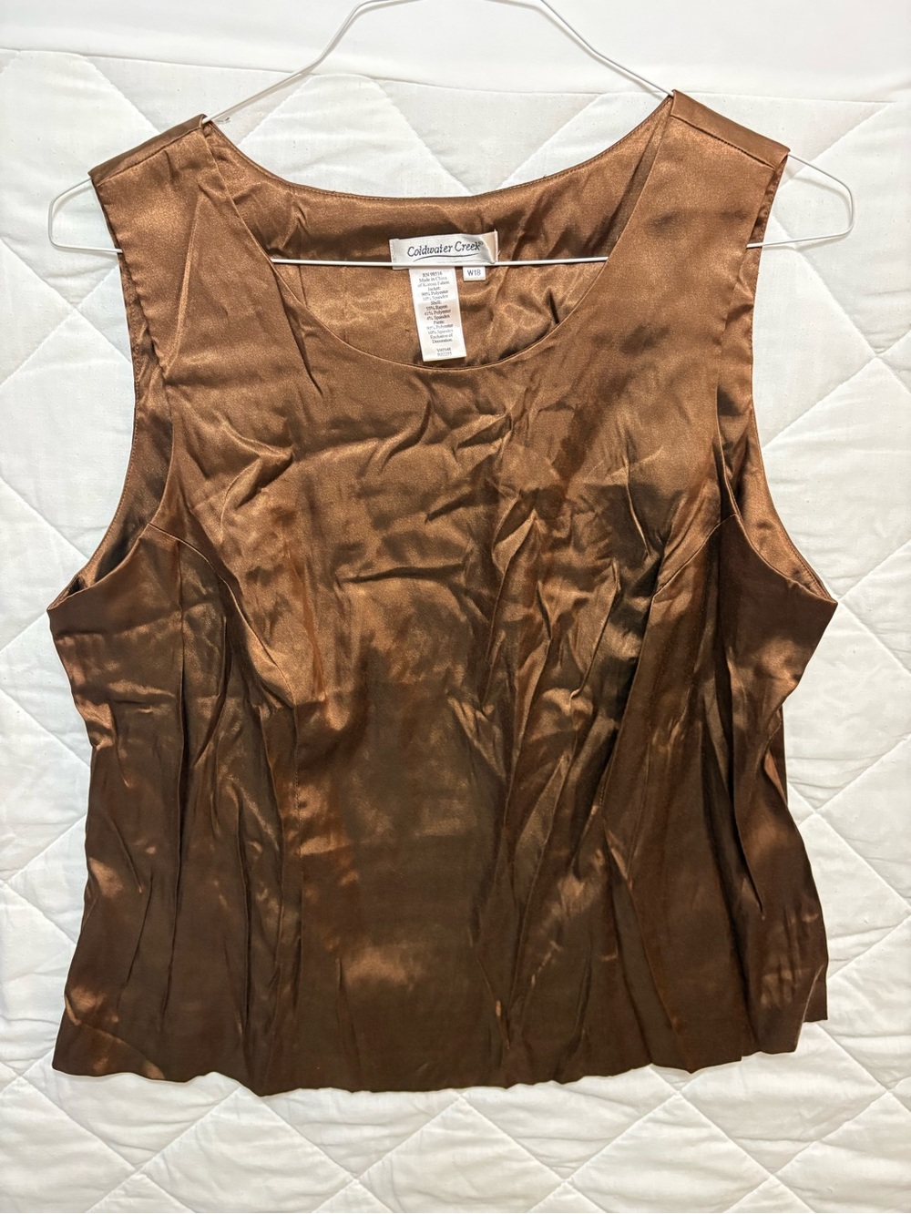 Coldwater Creek Copper-Brown Satin Sleeveless Shell